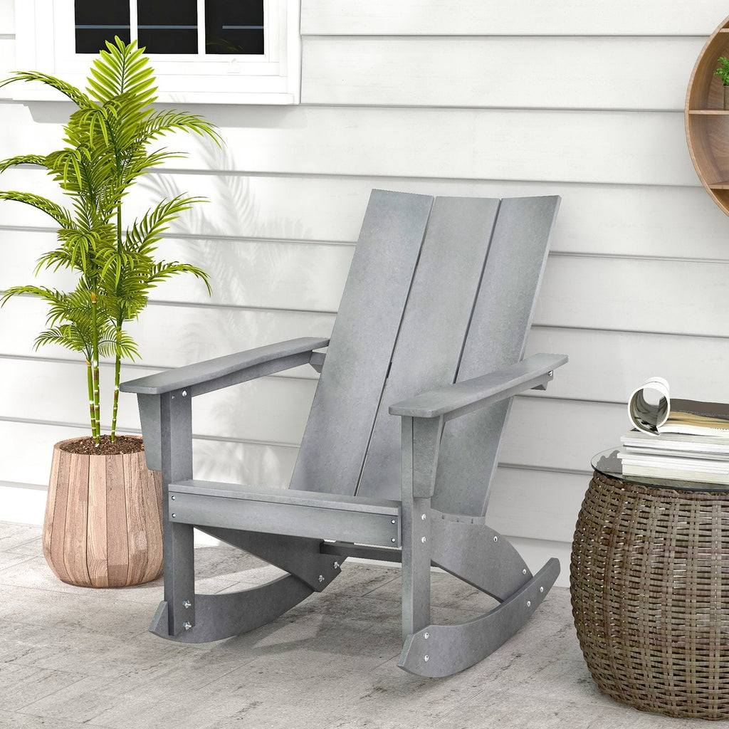 Fauteuil à bascule Adirondack à dossier incurvé pour balcon - gris