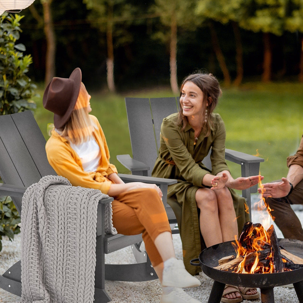 Fauteuil à bascule Adirondack à dossier incurvé pour balcon - gris
