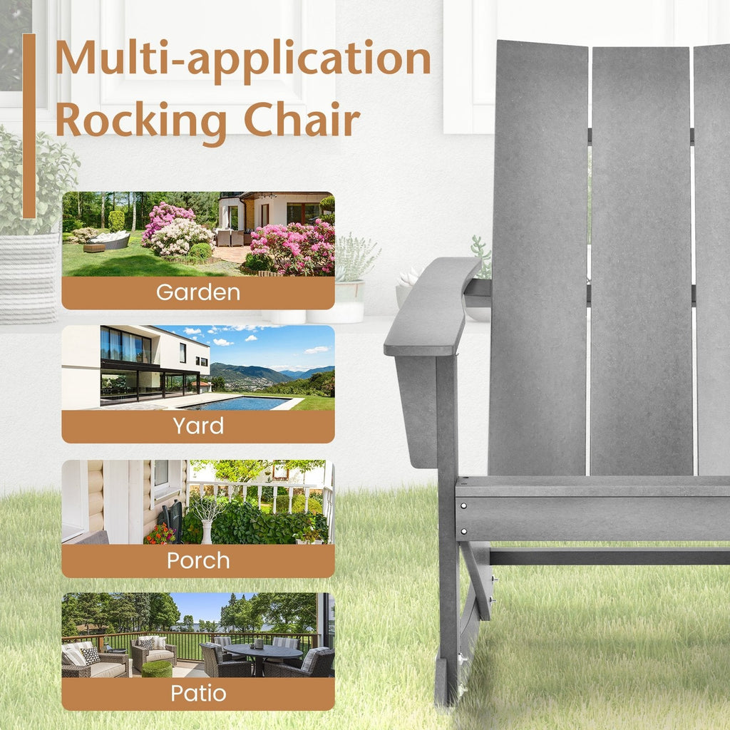 Fauteuil à bascule Adirondack à dossier incurvé pour balcon - gris