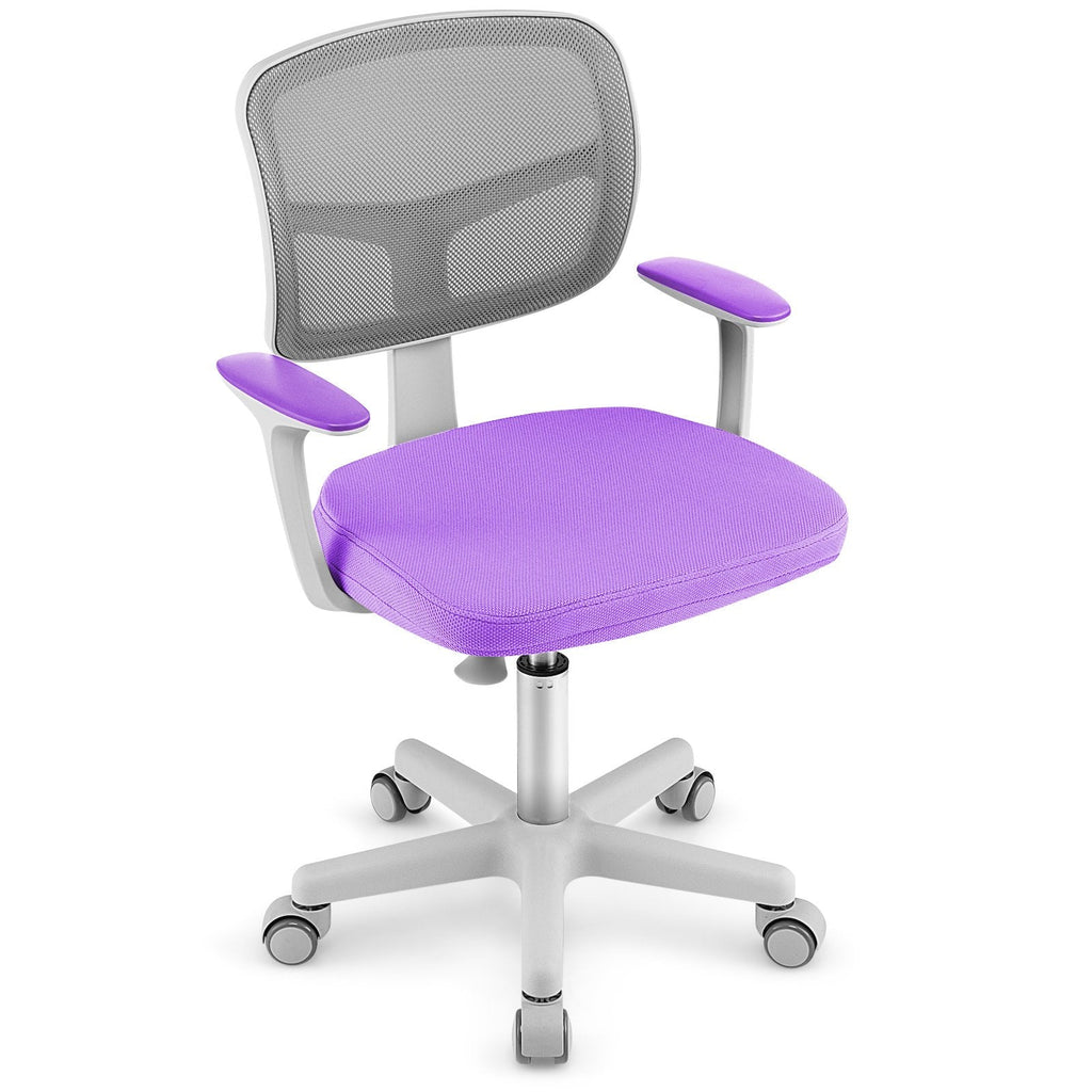 Chaise de bureau réglable avec roulettes à frein automatique pour enfants - Violet