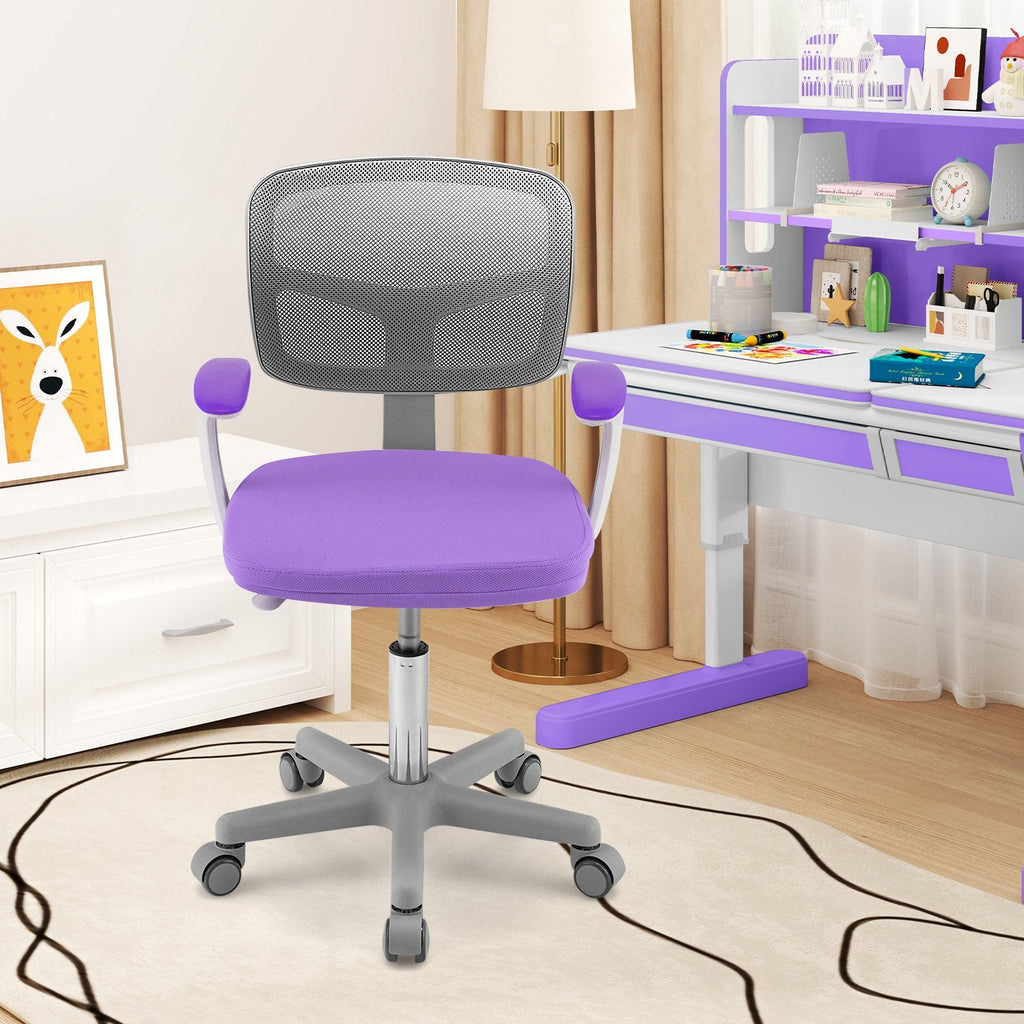 Chaise de bureau réglable avec roulettes à frein automatique pour enfants - Violet