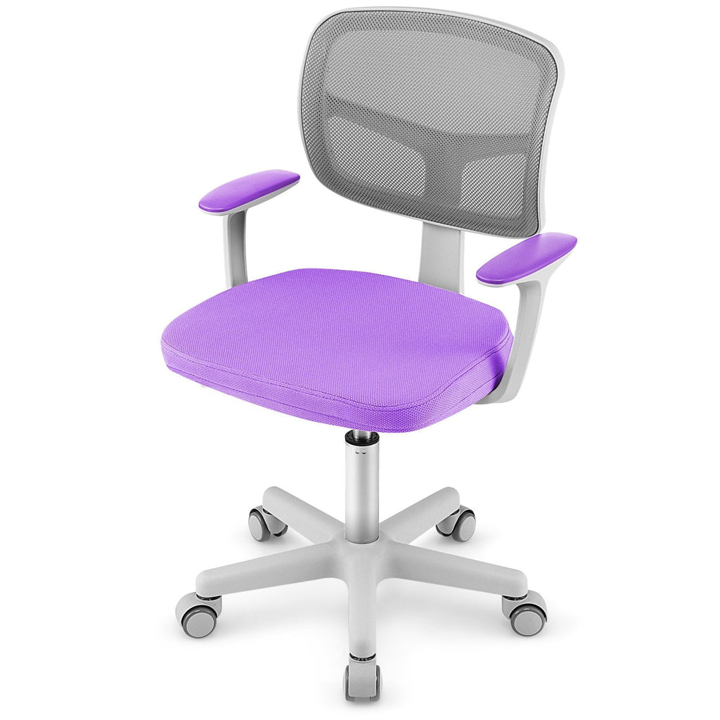 Chaise de bureau réglable avec roulettes à frein automatique pour enfants - Violet