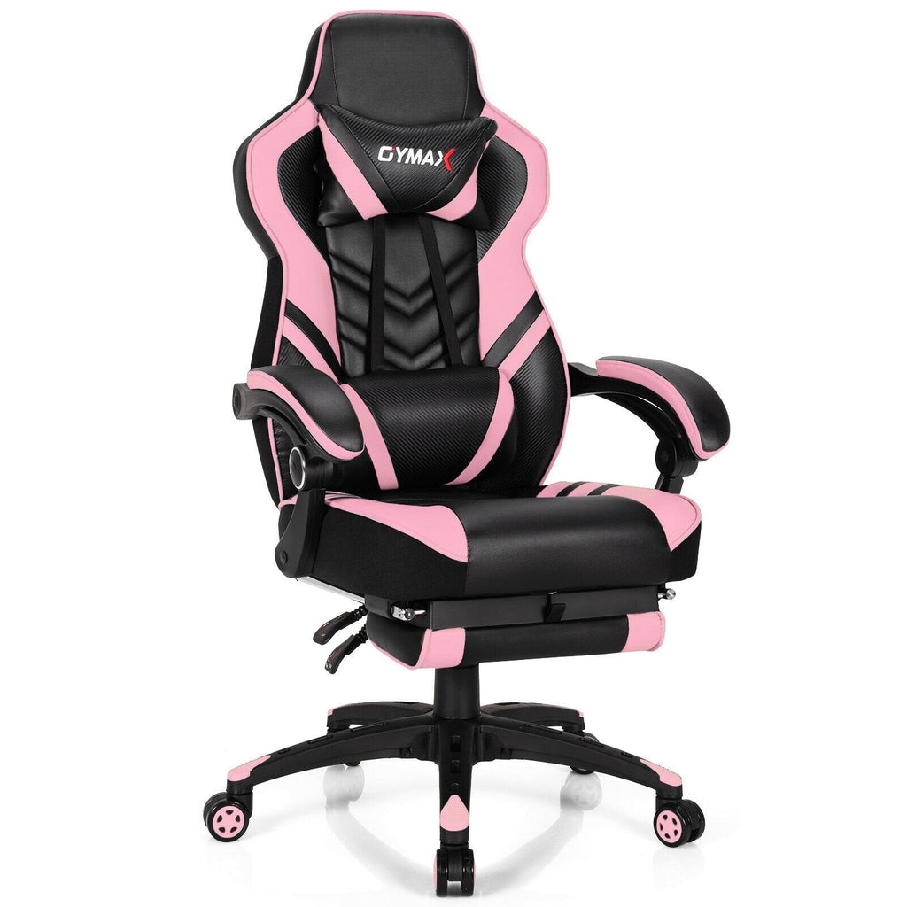 Chaise de bureau gamer réglable avec repose-pieds - Rose