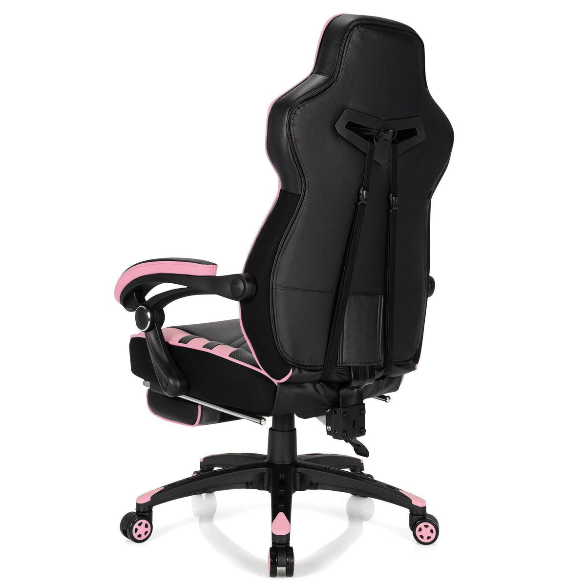 Chaise de bureau gamer réglable avec repose-pieds - Rose