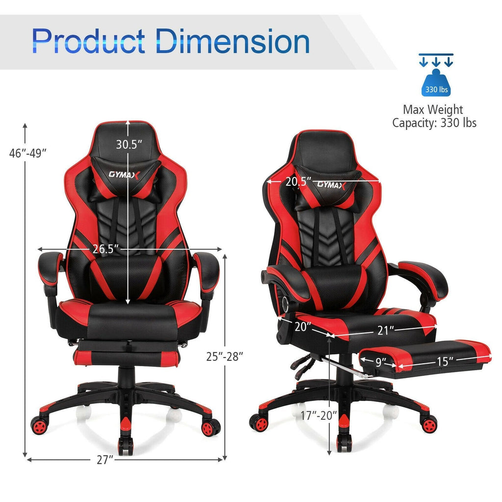 Silla de juego ajustable con reposapiés para oficina en casa - Rojo