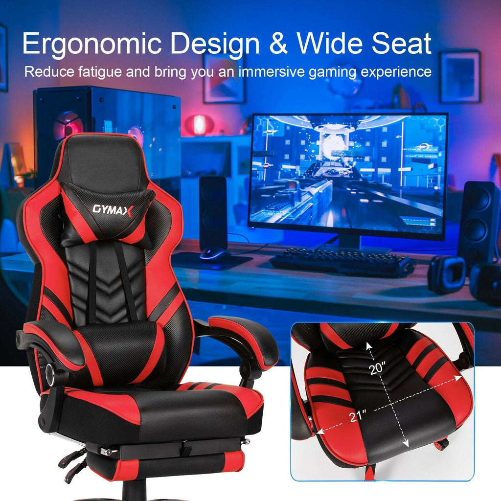 Silla de juego ajustable con reposapiés para oficina en casa - Rojo