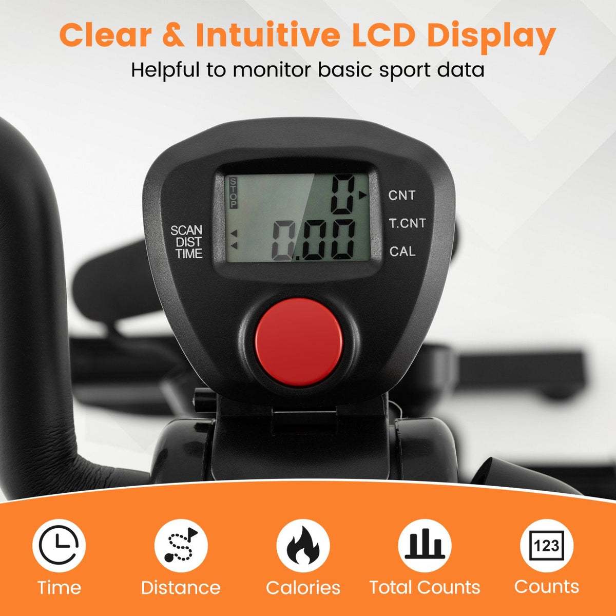 Verstellbares LCD-Heimtrainer-Fahrrad mit Massage – Gelb