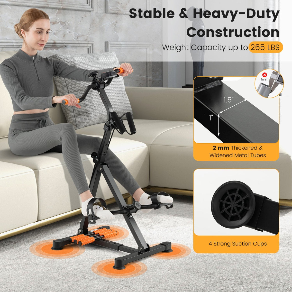 Verstellbares LCD-Heimtrainer-Fahrrad mit Massage – Gelb