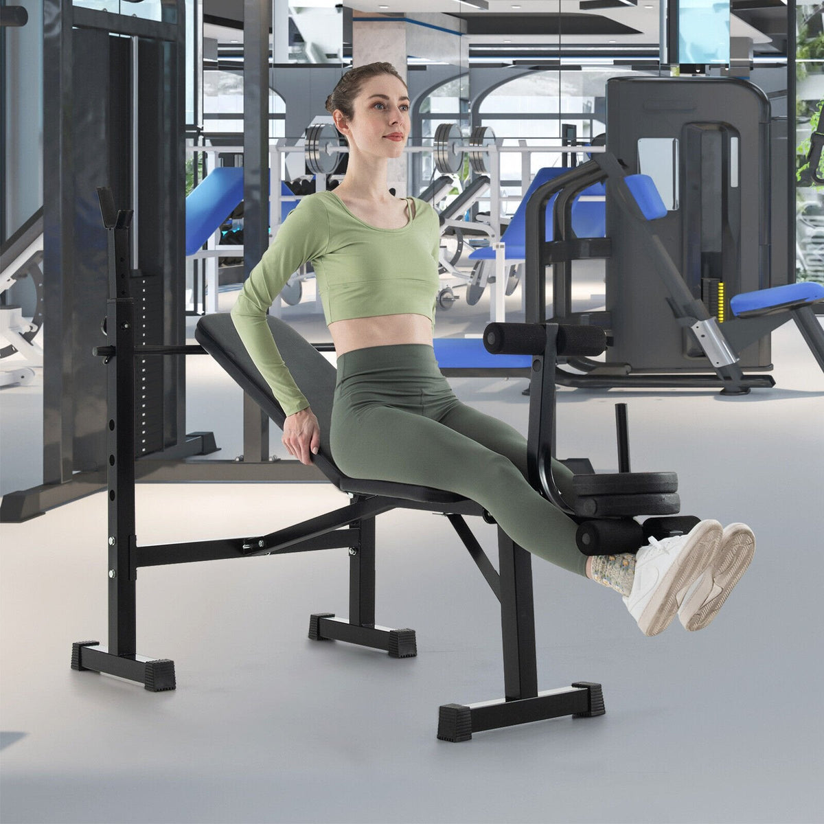 Banc de musculation réglable et rack à haltères avec support de disques