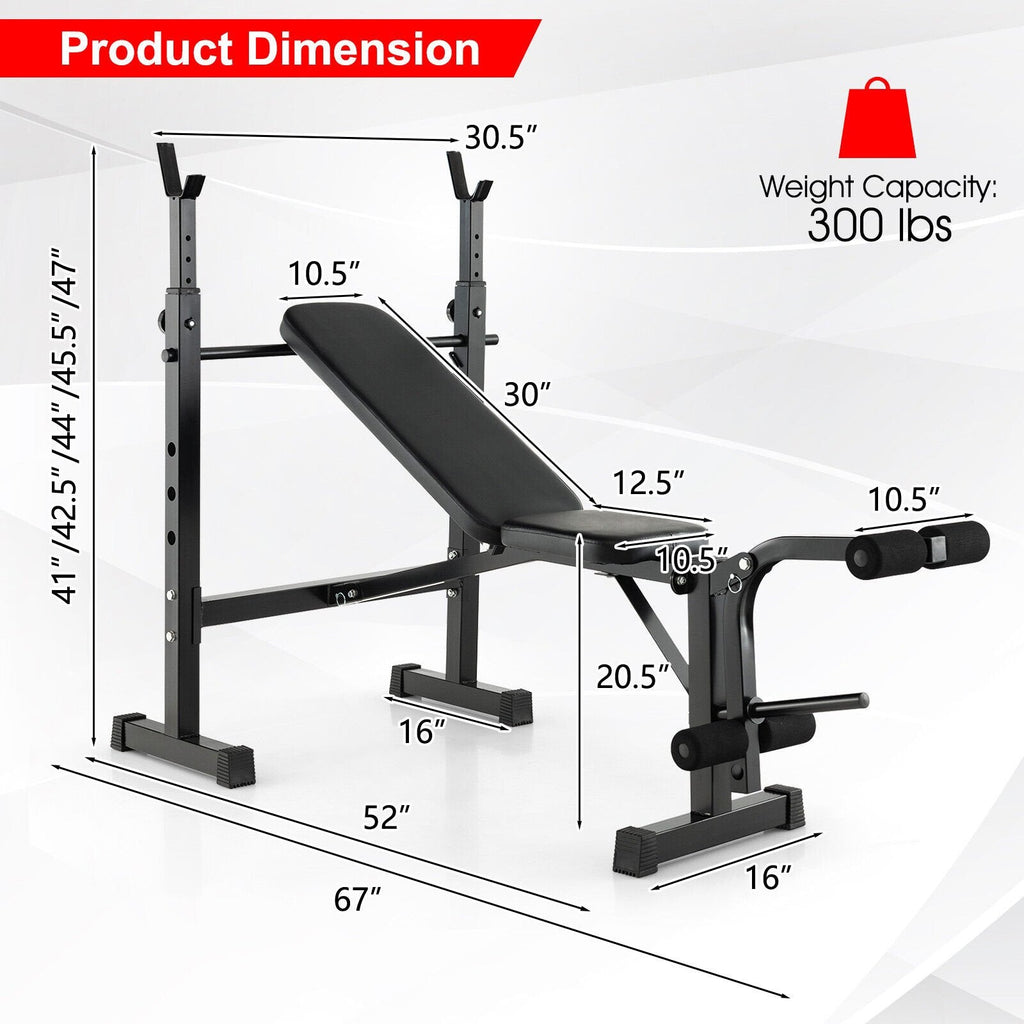 Banc de musculation réglable et rack à haltères avec support de disques