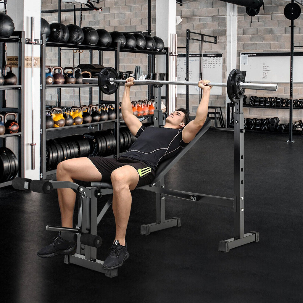 Banc de musculation réglable et rack à haltères avec support de disques