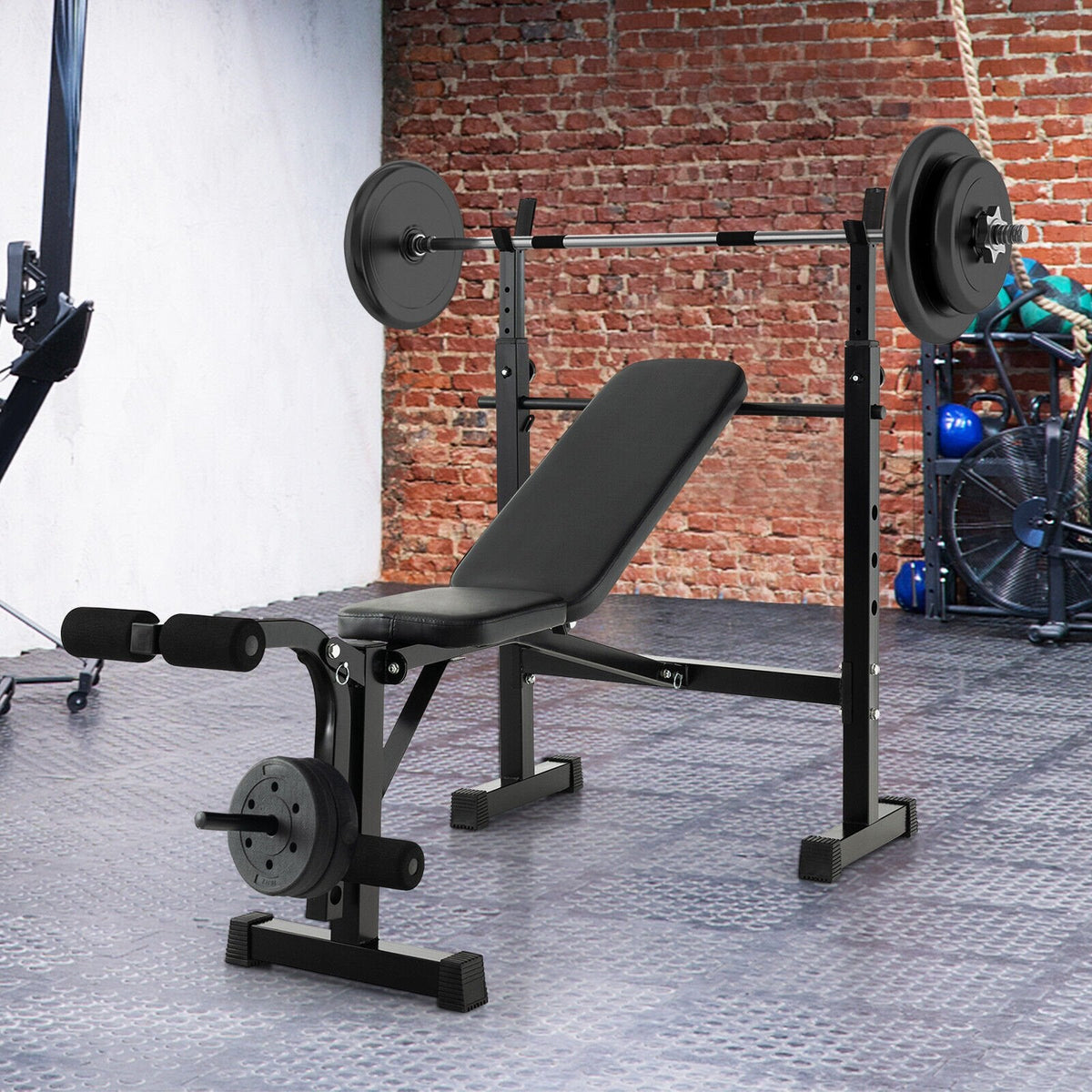 Banc de musculation réglable et rack à haltères avec support de disques