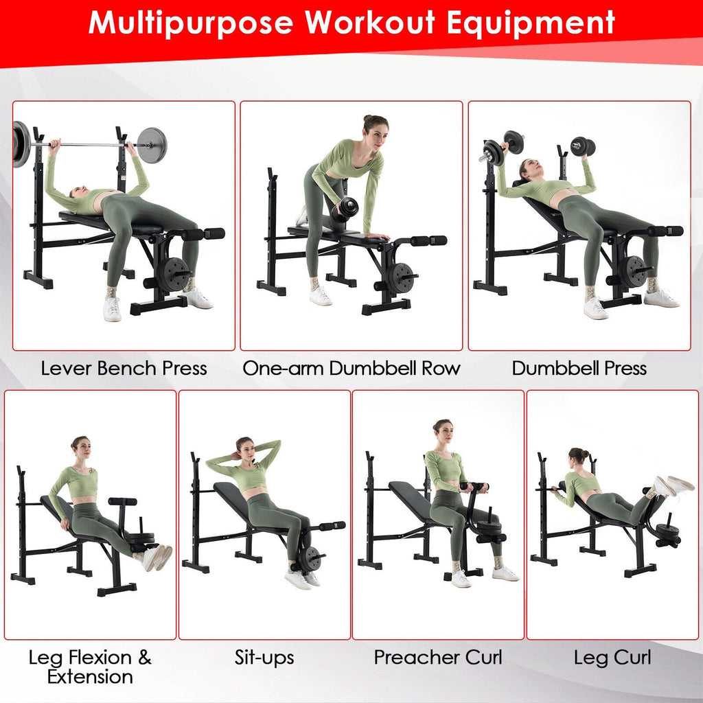 Banc de musculation réglable et rack à haltères avec support de disques