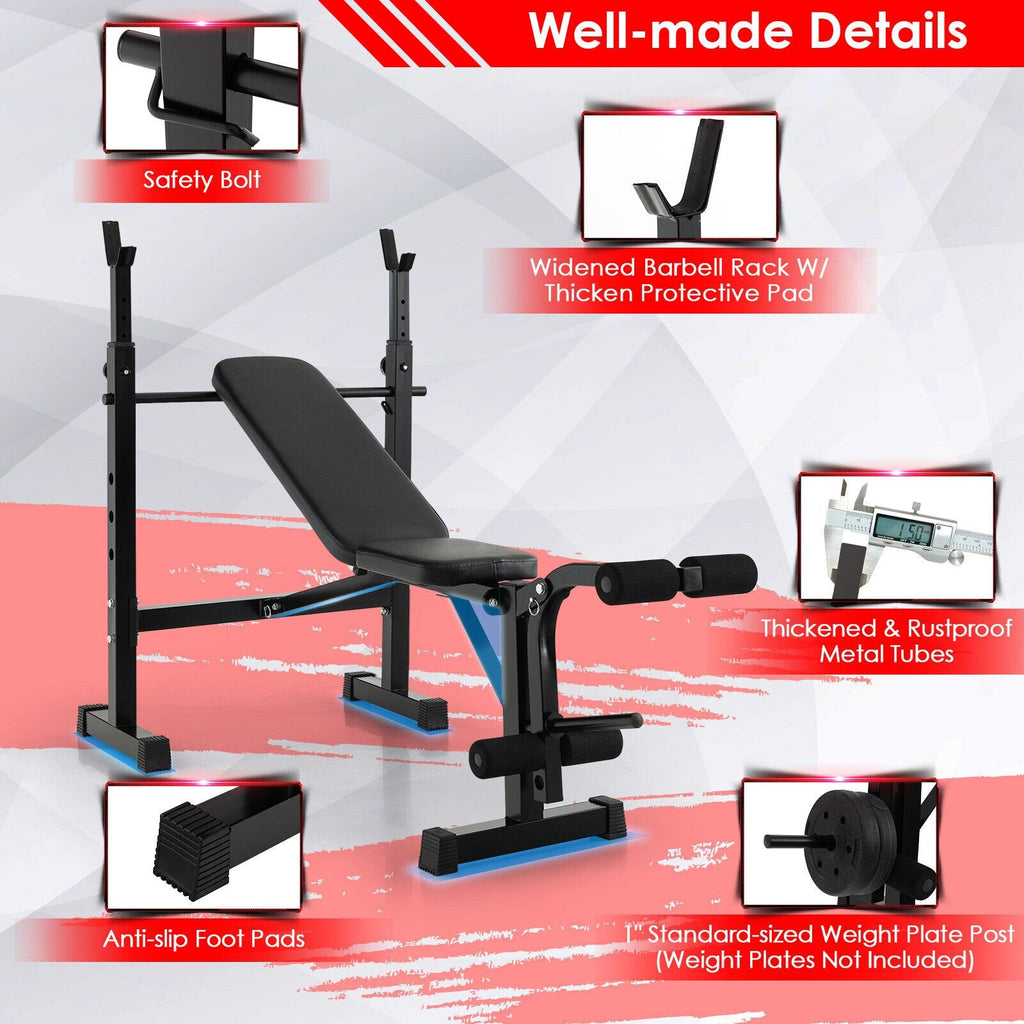 Banc de musculation réglable et rack à haltères avec support de disques
