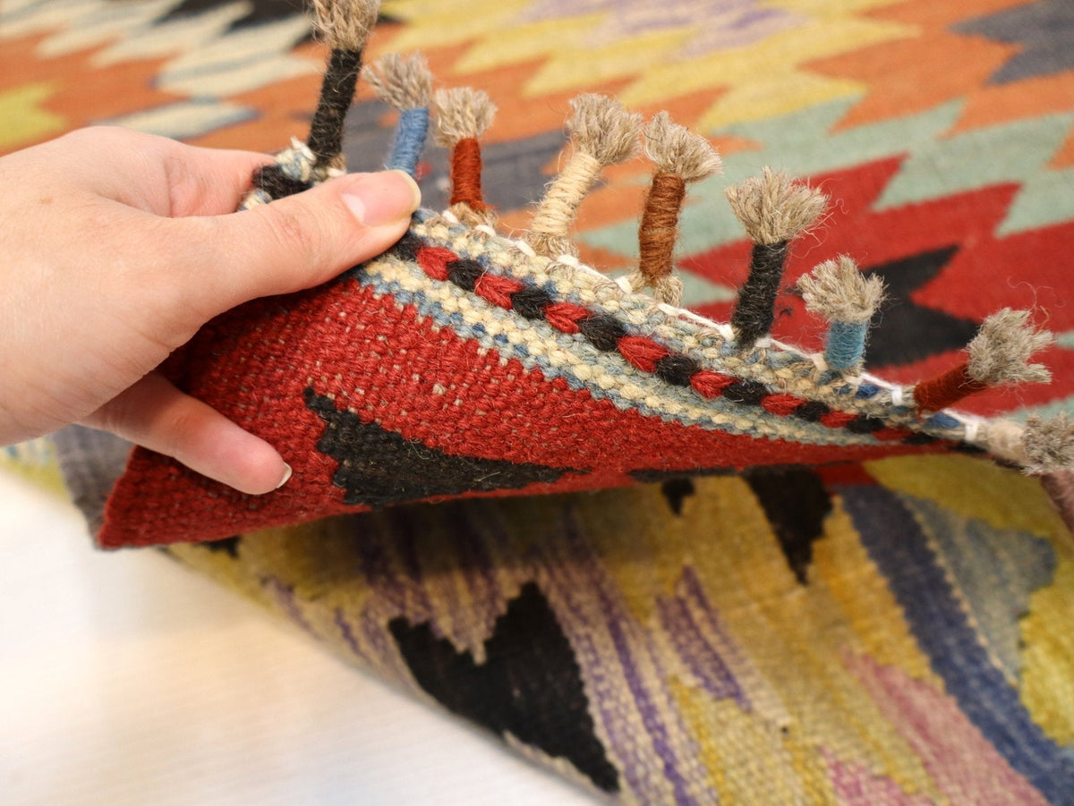 Afghan Maimana Kilim — Apricot & Pastel Starbursts | 3'3" × 5'1"