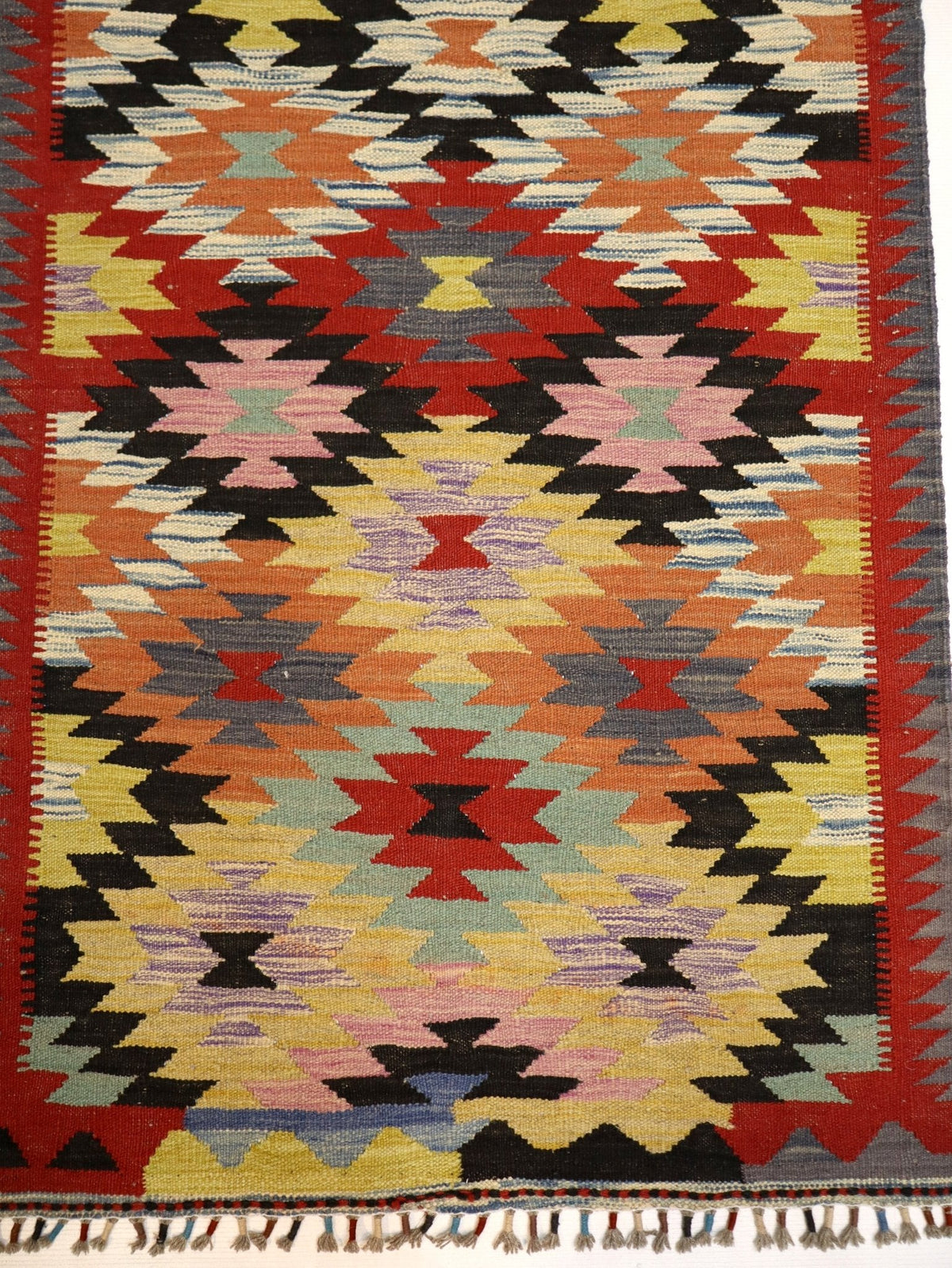 Afghan Maimana Kilim — Apricot & Pastel Starbursts | 3'3" × 5'1"