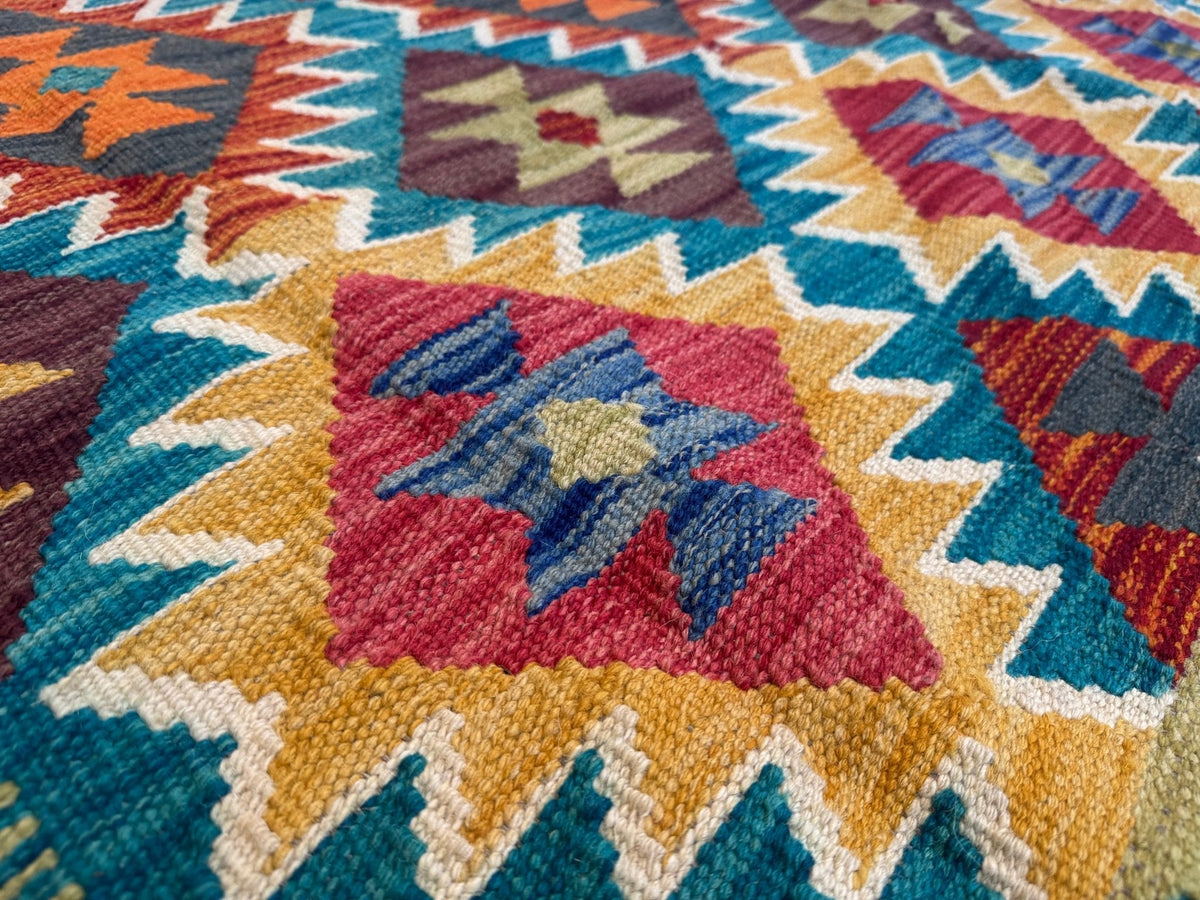 Alfombra kilim afgana de Maimana | 6' 10" x 9' 11"
