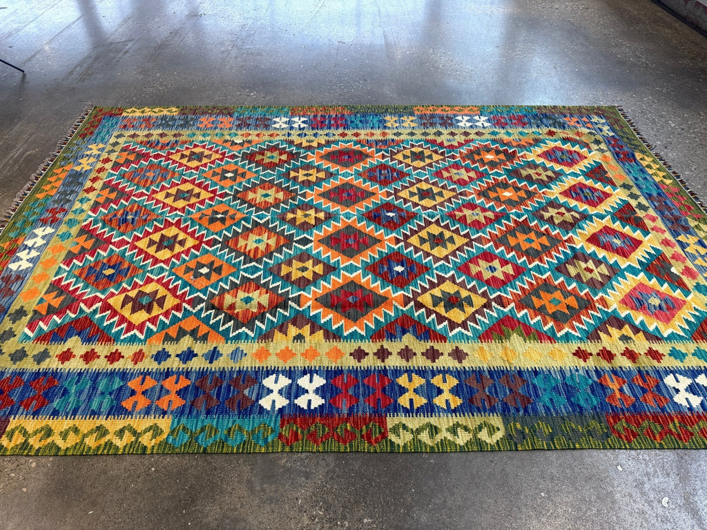 Alfombra kilim afgana de Maimana | 6' 10" x 9' 11"