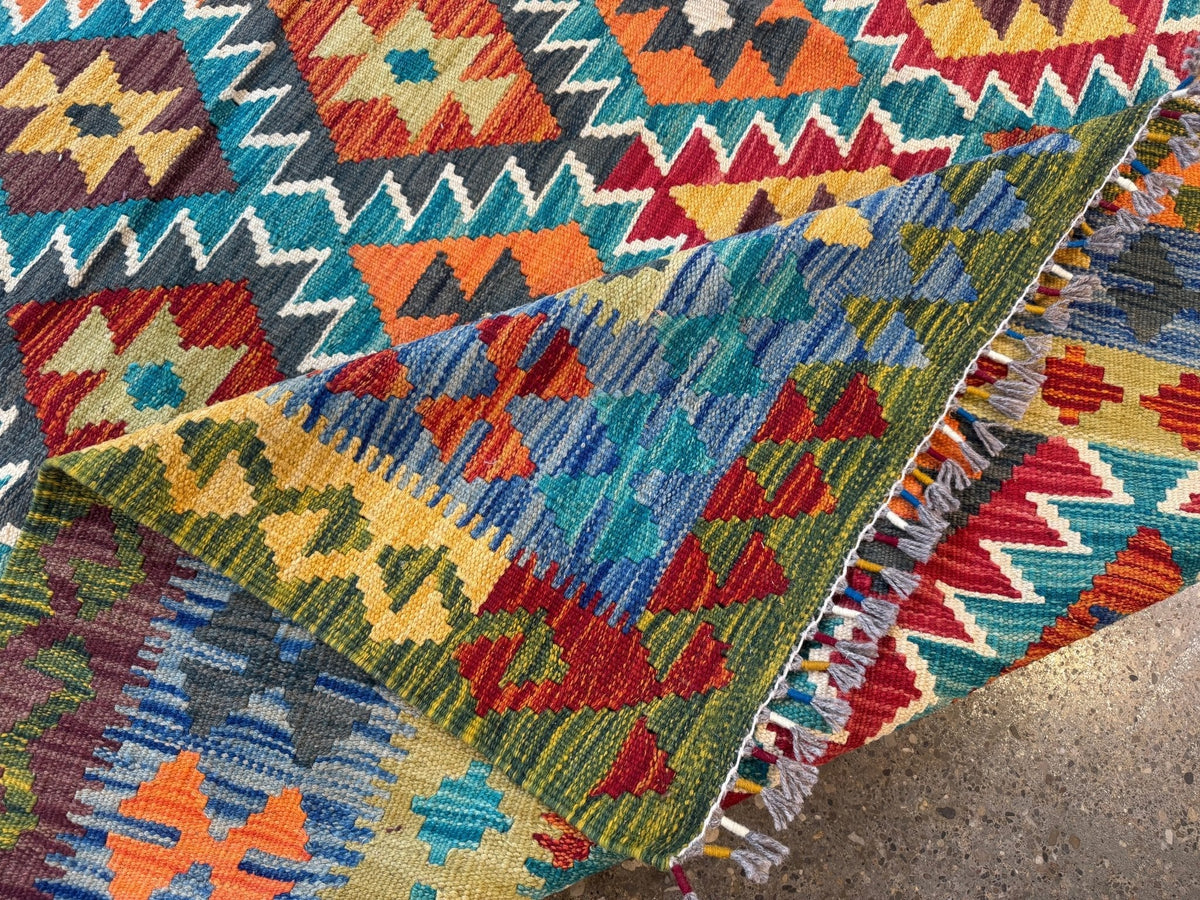 Alfombra kilim afgana de Maimana | 6' 10" x 9' 11"
