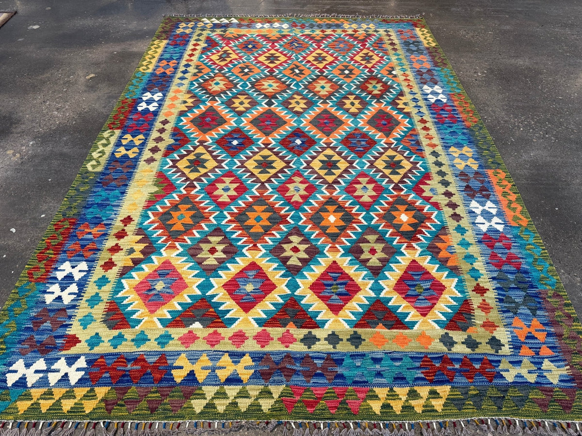 Alfombra kilim afgana de Maimana | 6' 10" x 9' 11"