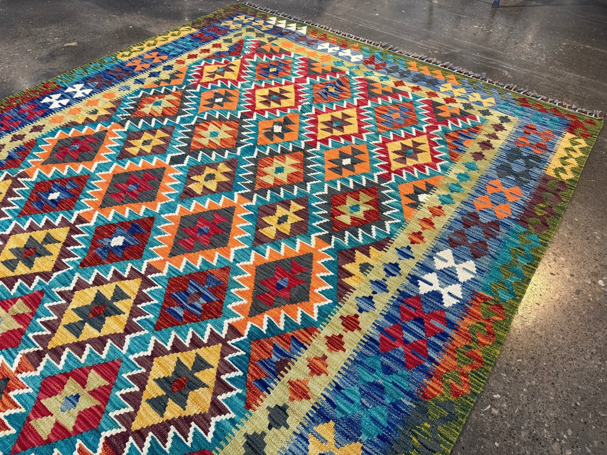 Alfombra kilim afgana de Maimana | 6' 10" x 9' 11"