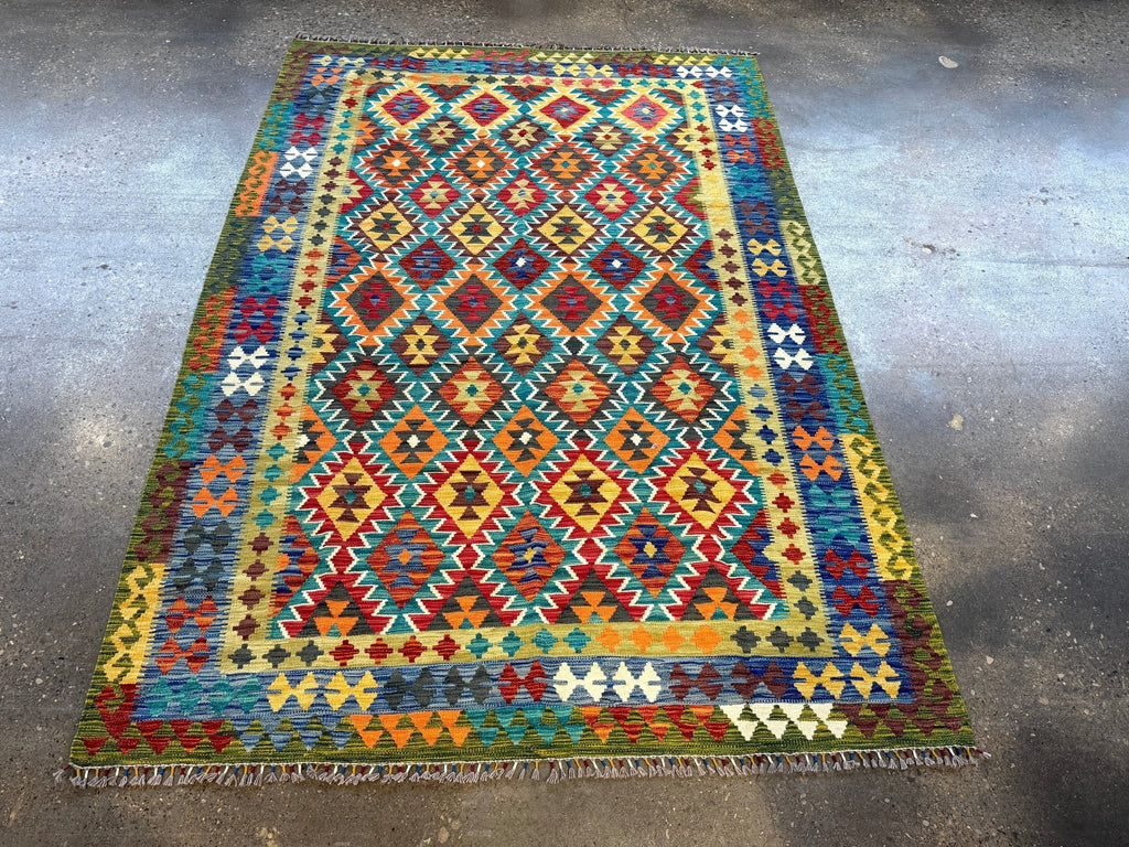 Alfombra kilim afgana de Maimana | 6' 10" x 9' 11"