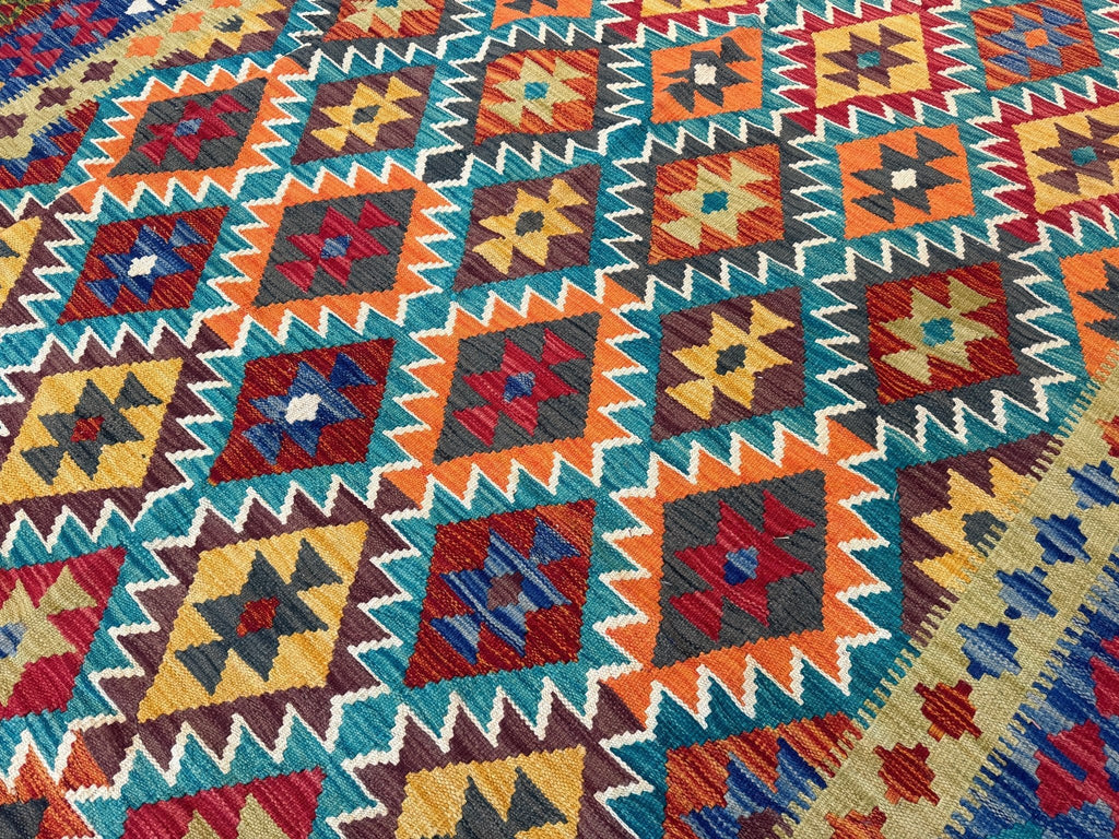 Alfombra kilim afgana de Maimana | 6' 10" x 9' 11"