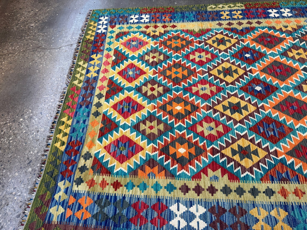 Alfombra kilim afgana de Maimana | 6' 10" x 9' 11"