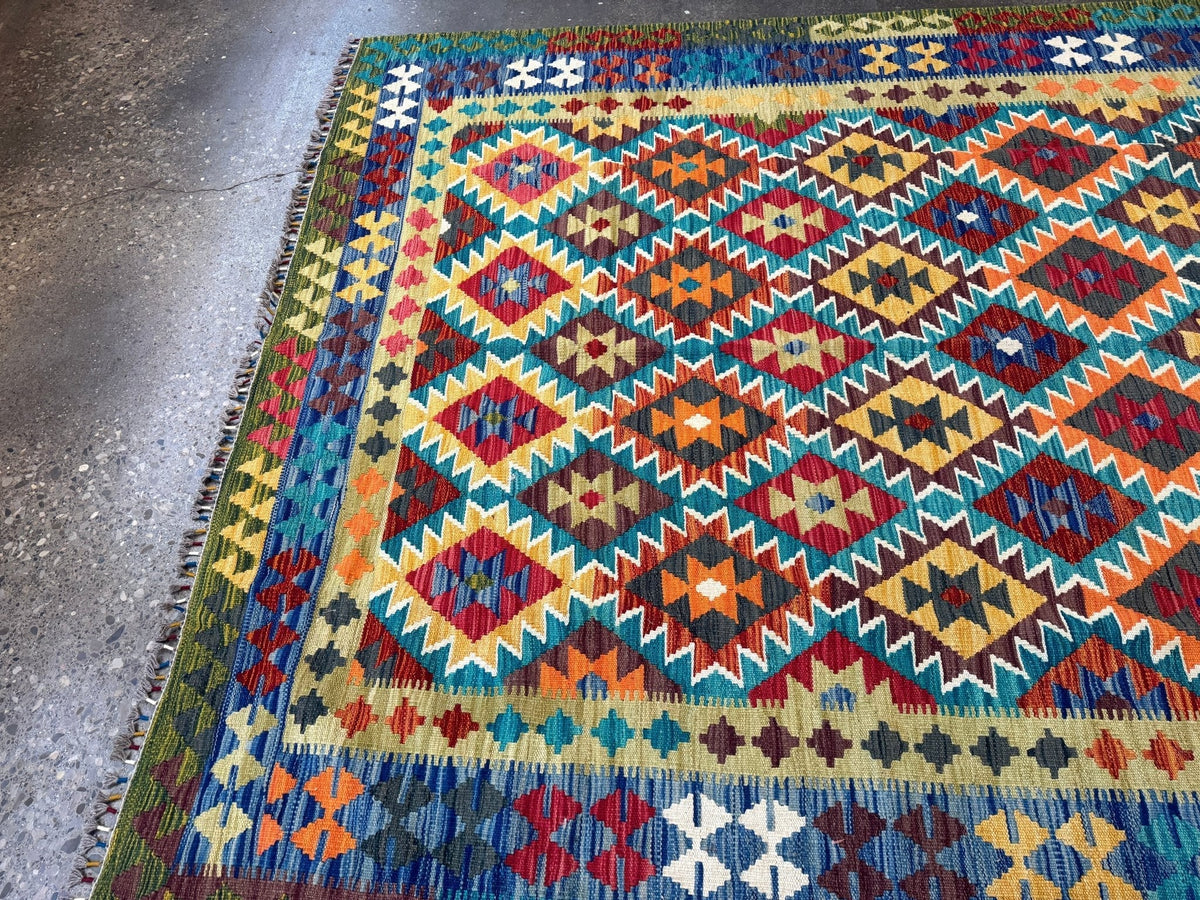 Alfombra kilim afgana de Maimana | 6' 10" x 9' 11"