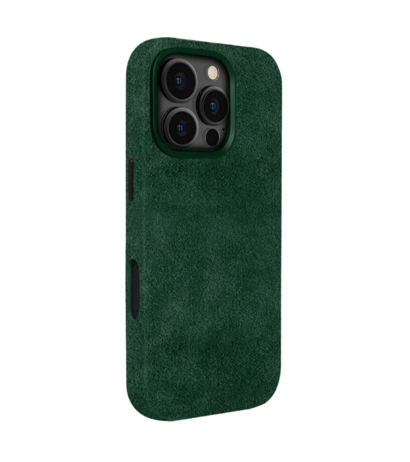 Funda de Alcantara verde para iPhone 16 Pro