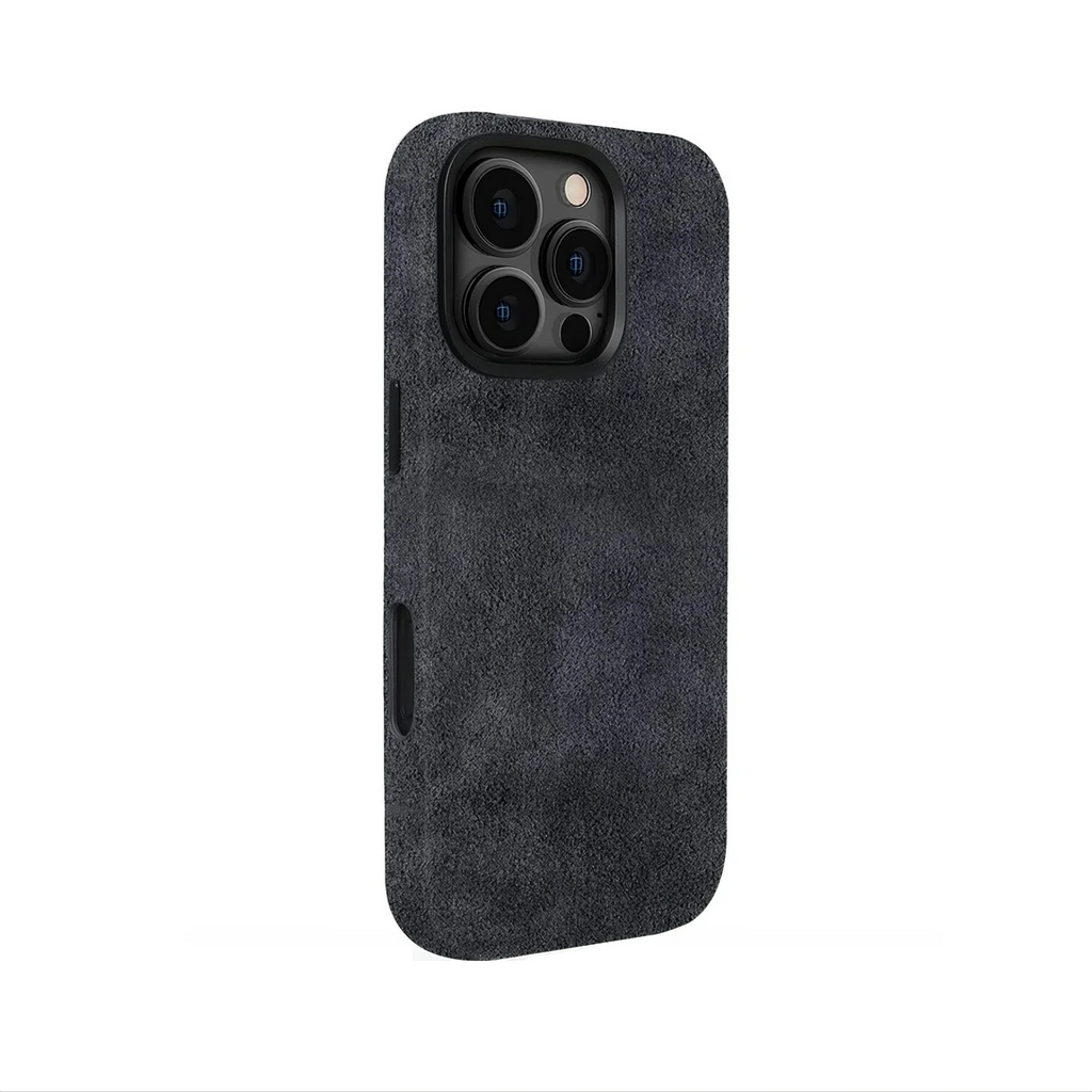 Funda de Alcantara gris para iPhone 16 Pro Max
