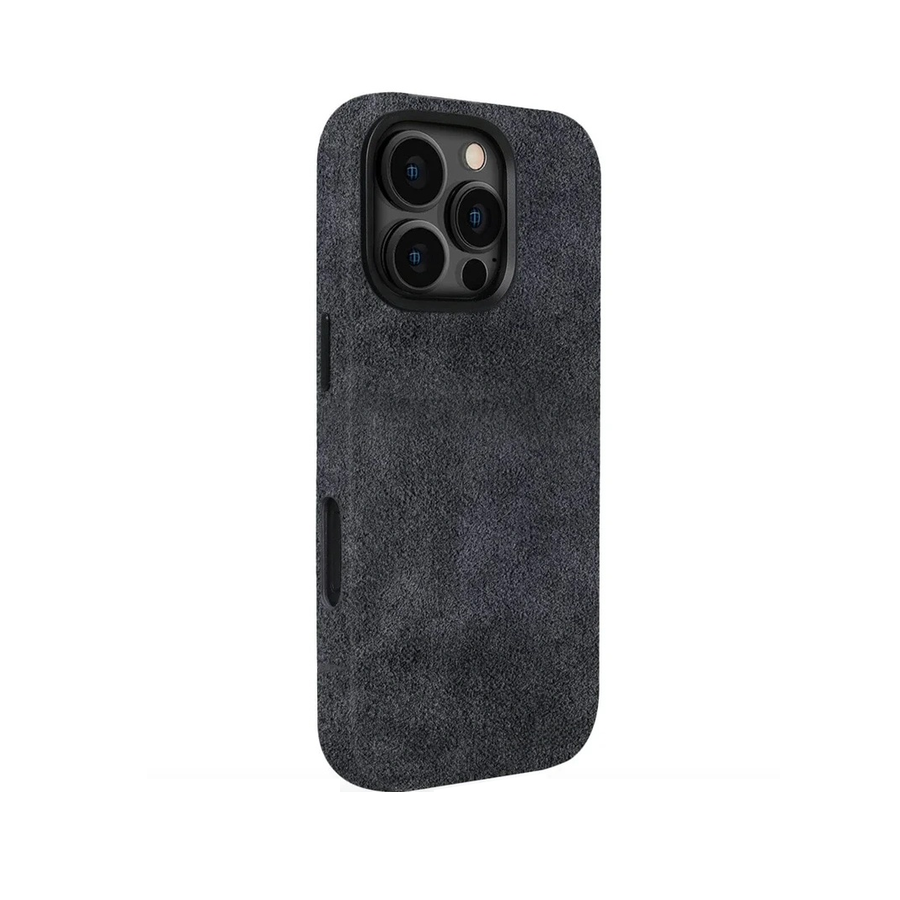Funda de Alcántara gris para iPhone 16 Pro