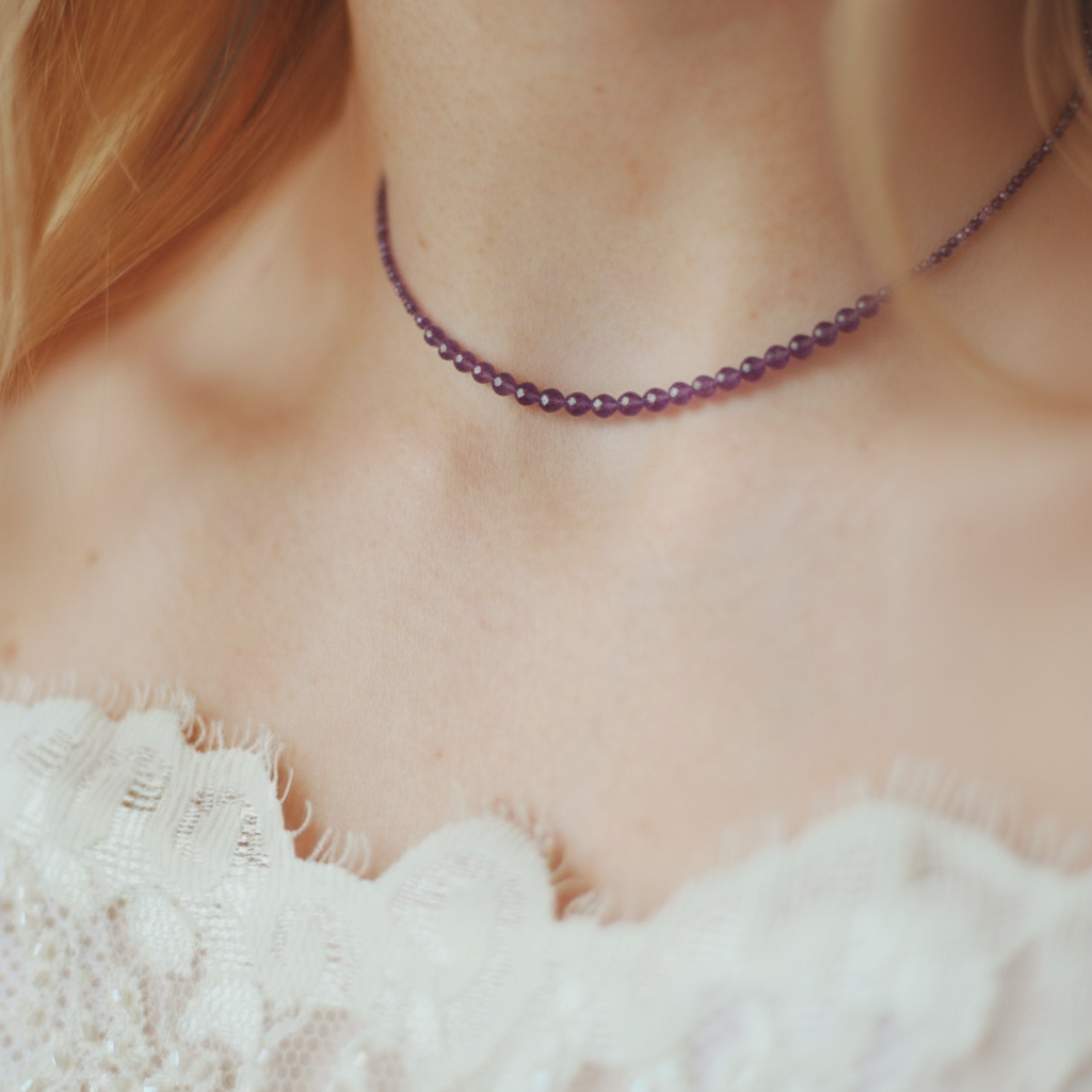 Amethyst-Perlenkette - 2-3 mm