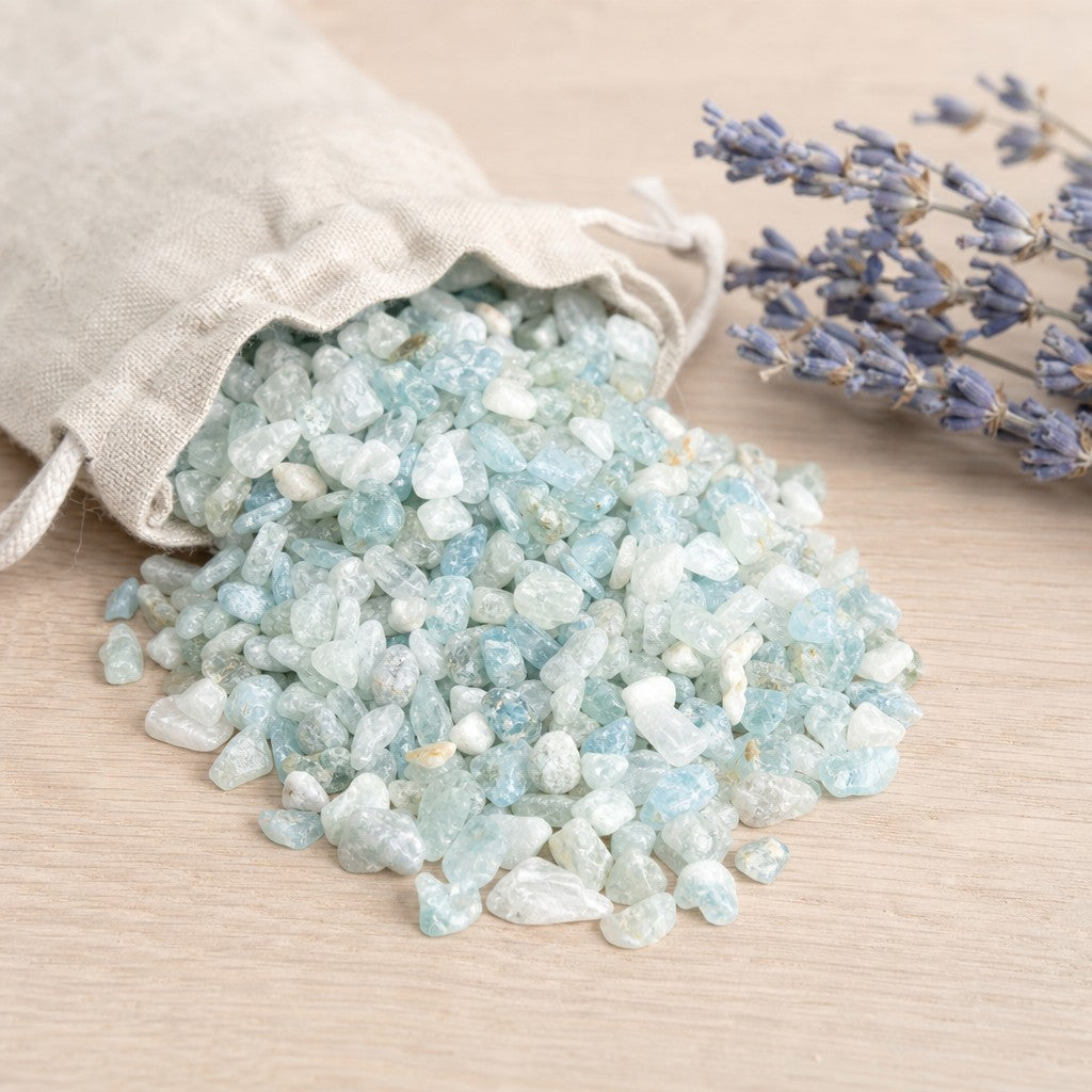 Aquamarin B Trommelsteine – teilpoliert