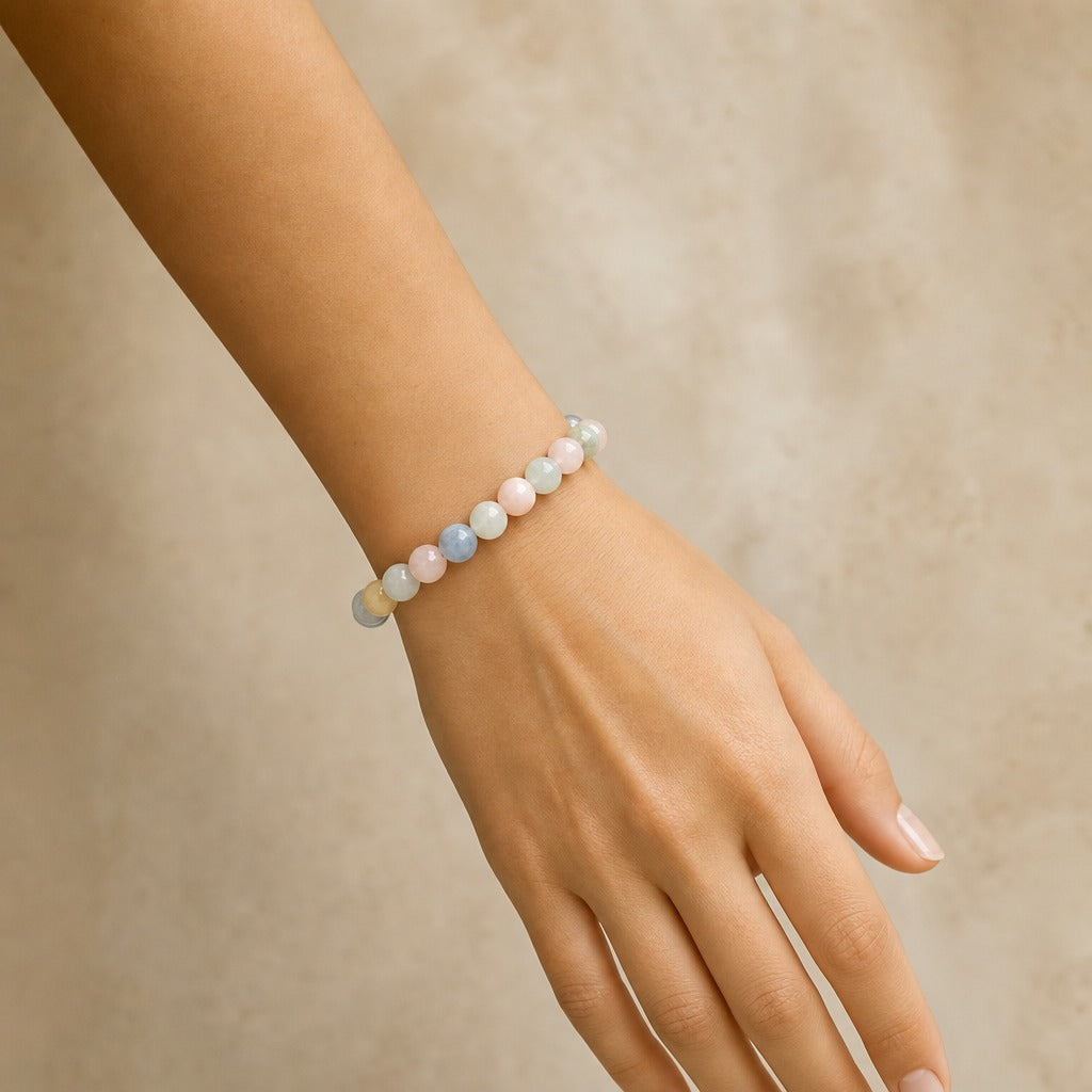 Aquamarine Morganite Bead Bracelet