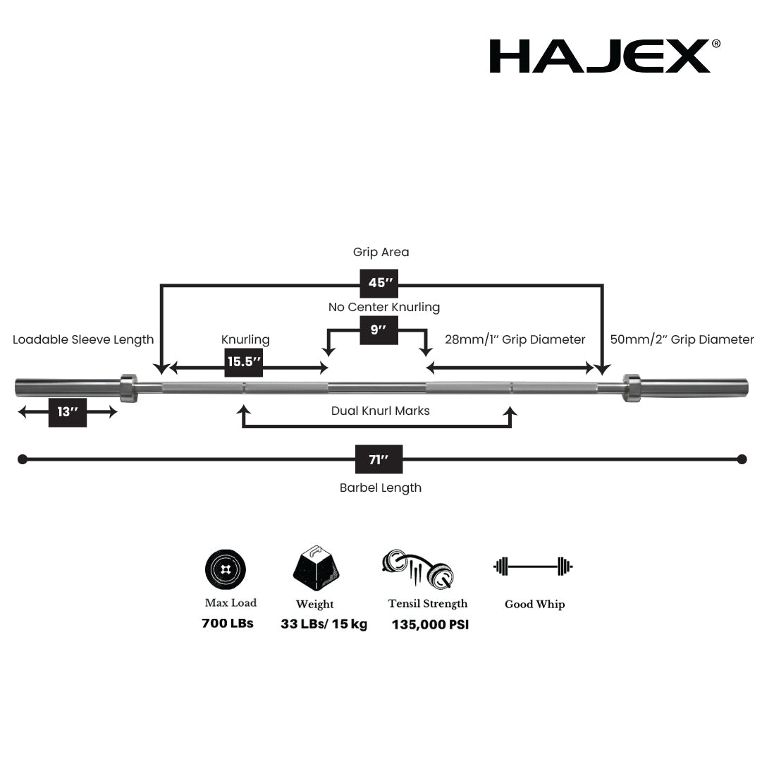HAJEX オリンピック・スタンダードバーベル（4フィート、5フィート、6フィート、7フィート）