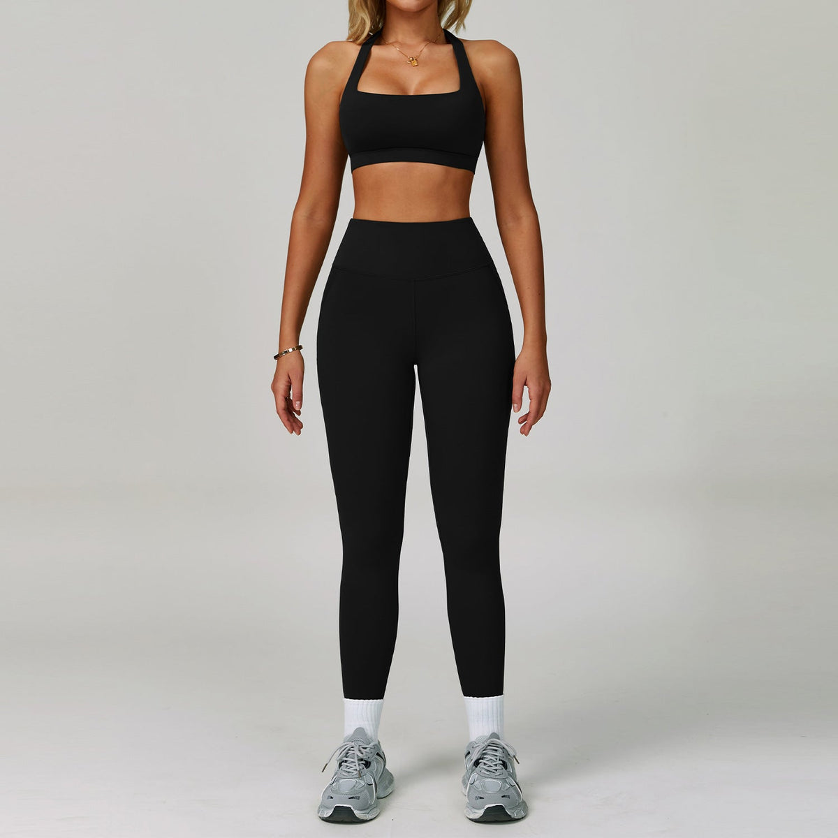 Rückenfreies Neckholder-Yoga-Set für Damen – Eng anliegende, schnelltrocknende Sportbekleidung