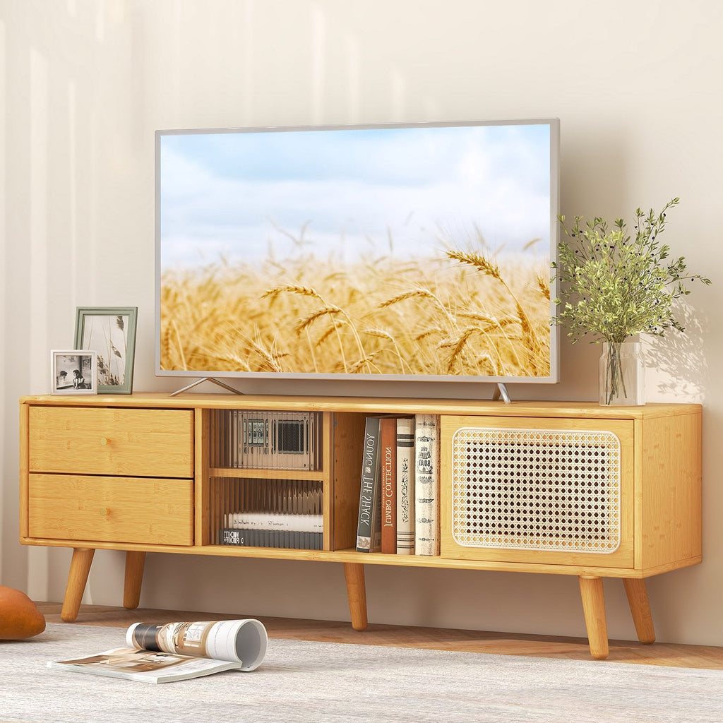 Bambus-TV-Ständer für Fernseher bis 65 Zoll – Natur