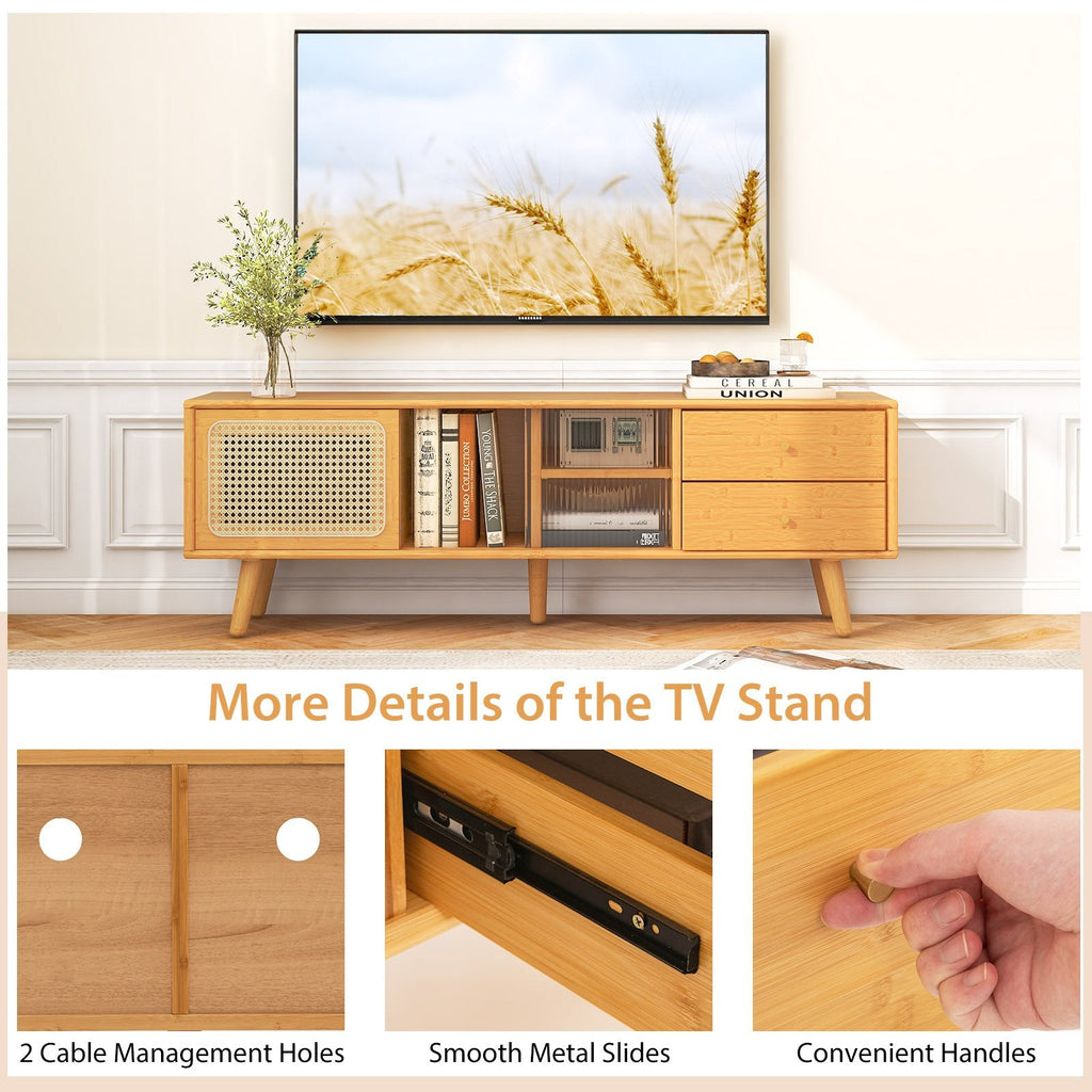 Bambus-TV-Ständer für Fernseher bis 65 Zoll – Natur