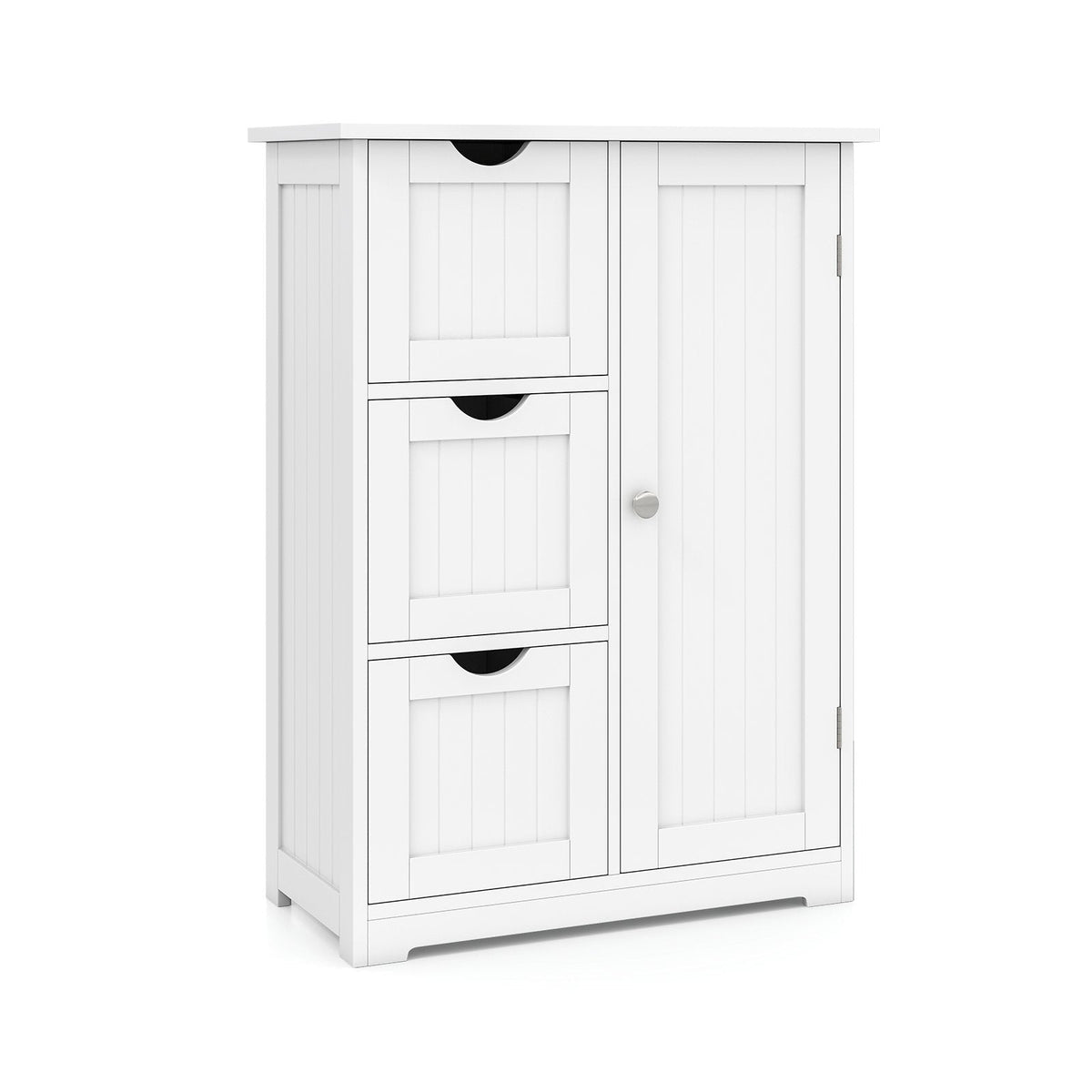 Badezimmer-Unterschrank, Boden-Nebenschrank mit 3 Schubladen und 1 Schrankfächern – Weiß