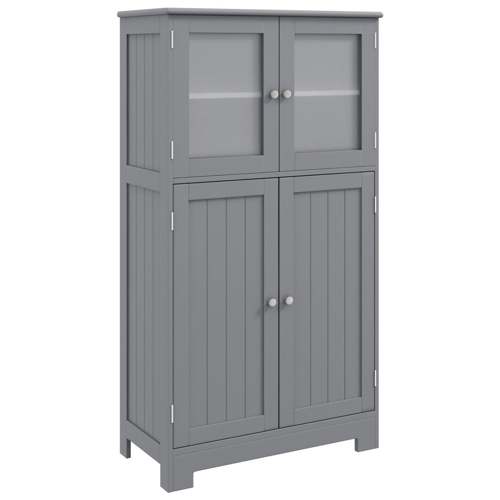 Meuble de rangement de salle de bains au sol, armoire de cuisine avec portes et étagère réglable - Gris