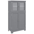 Meuble de rangement de salle de bains au sol, armoire de cuisine avec portes et étagère réglable - Gris