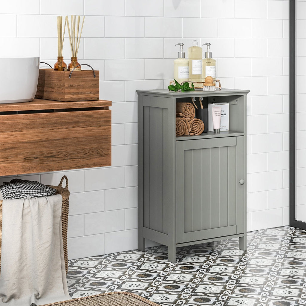 Armario de almacenamiento de baño independiente con estantes ajustables-Gris