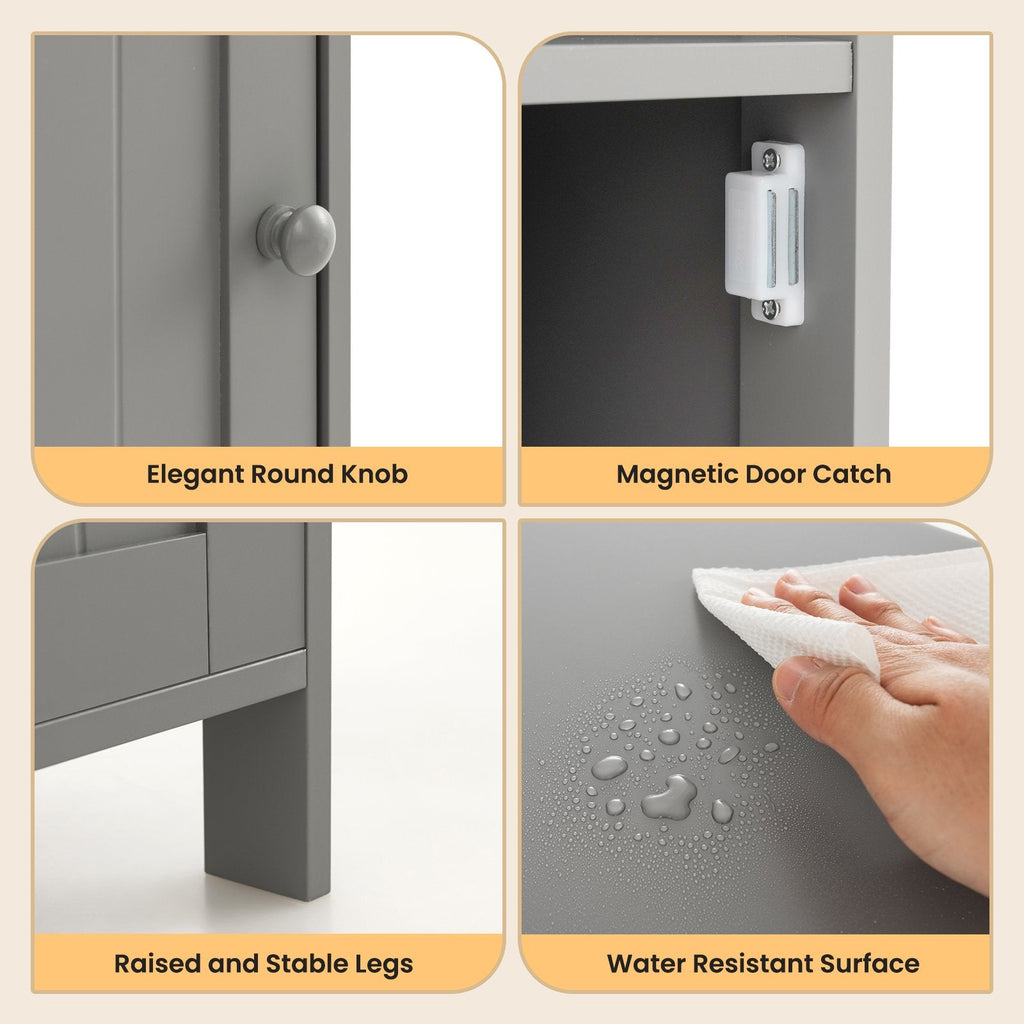 Armario de almacenamiento de baño independiente con estantes ajustables-Gris