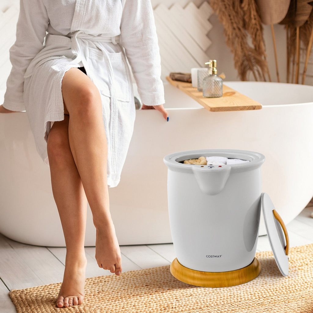 Cubo calentador de toallas para baño con portaroma y apagado automático-Gris