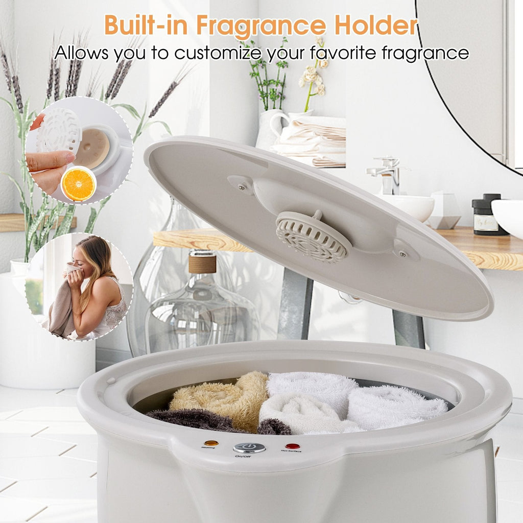 Cubo calentador de toallas para baño con portaroma y apagado automático-Gris