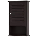 Armario de pared para baño con una puerta y estante regulable en altura, marrón rústico