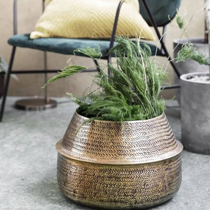Aleta - Rattan Brass Finish Planter
