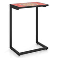 Mesa auxiliar/lateral en forma de C impermeable para exteriores con tapa de cerámica