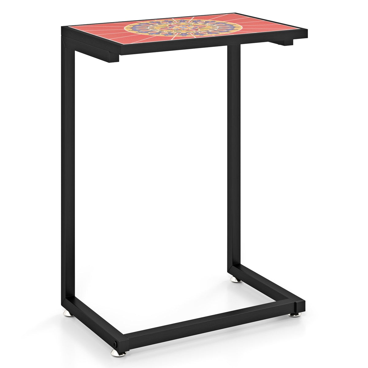 Mesa auxiliar/lateral en forma de C impermeable para exteriores con tapa de cerámica